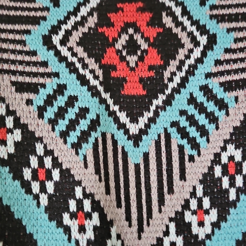 Rock&Roll Denim Aztec Patterned Sweater - Black, Red, Blue - Picture 2 of 5